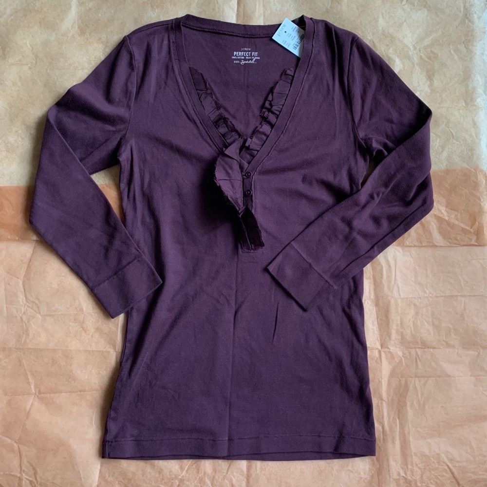 J.crew perfect fit ruffle Henley NWT S